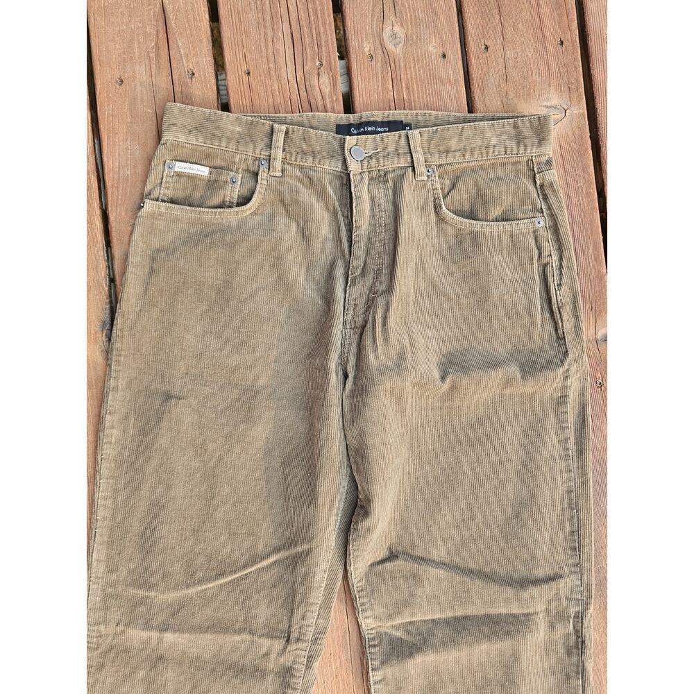 Calvin Klein Corduroy Jean’s Men’s 34 Brown Straight Leg Flat Front Pants - Picture 3 of 11